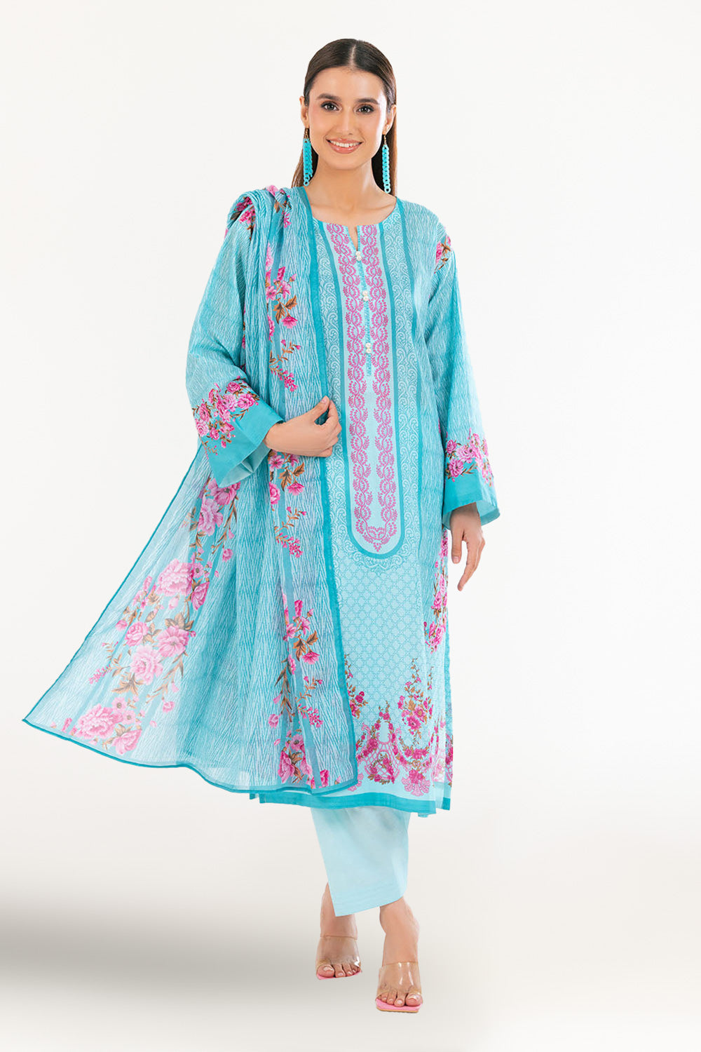 3 Piece Printed Lawn Suit with Dupatta