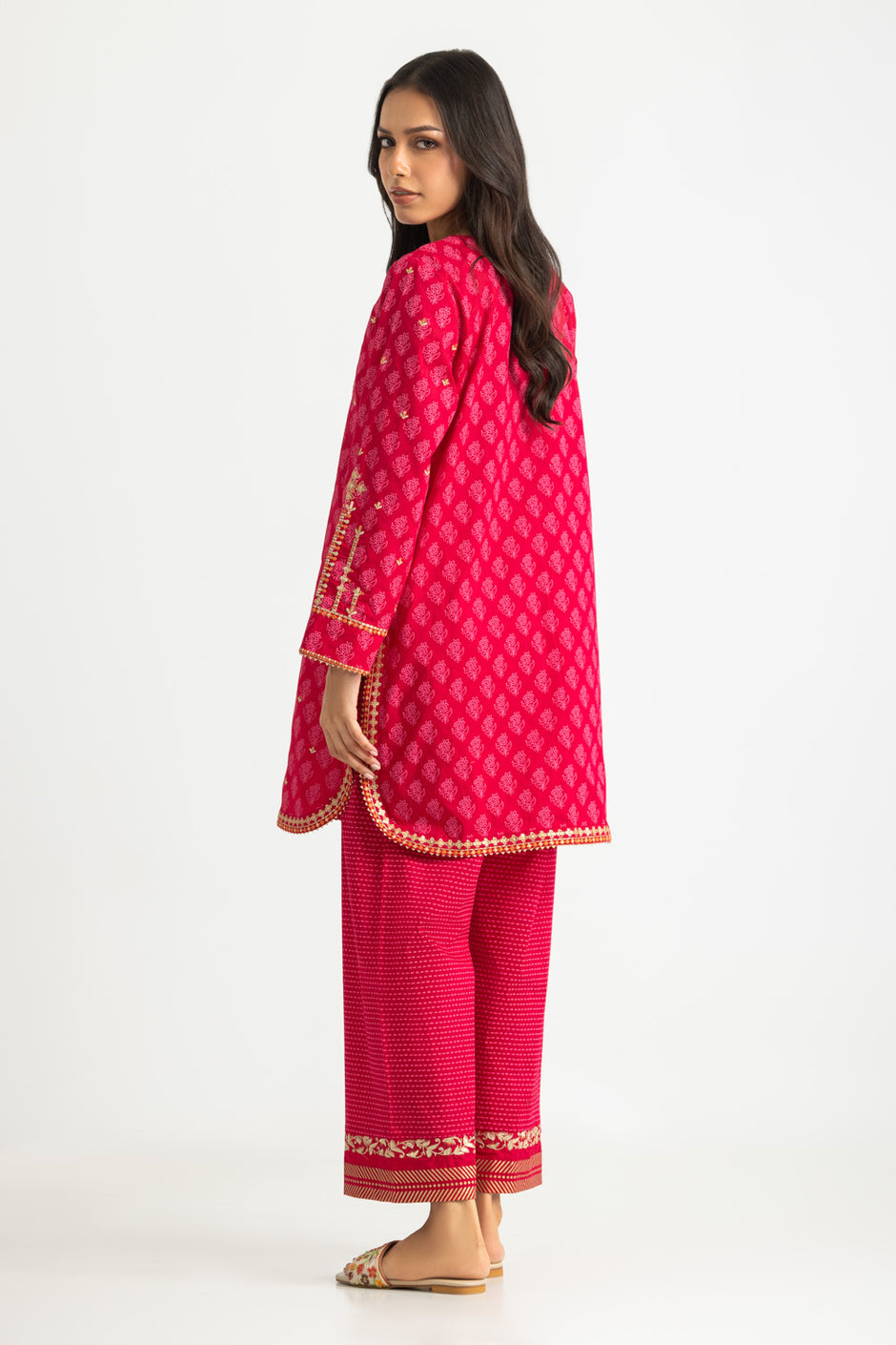 Cambric Block Printed Co-Ord Set With Embroidered