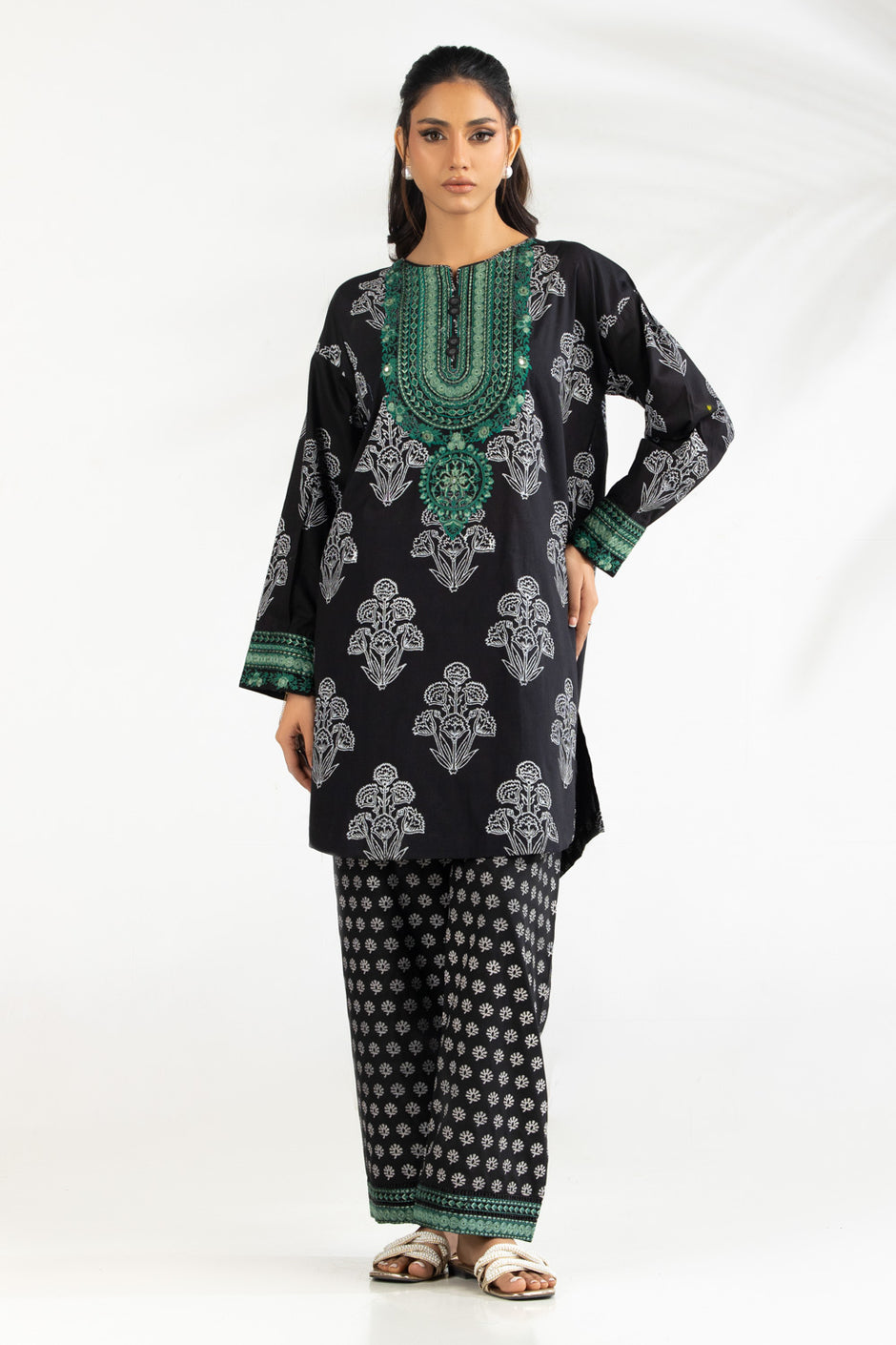 Cambric Block printed Co-Ord Set With Embroidered