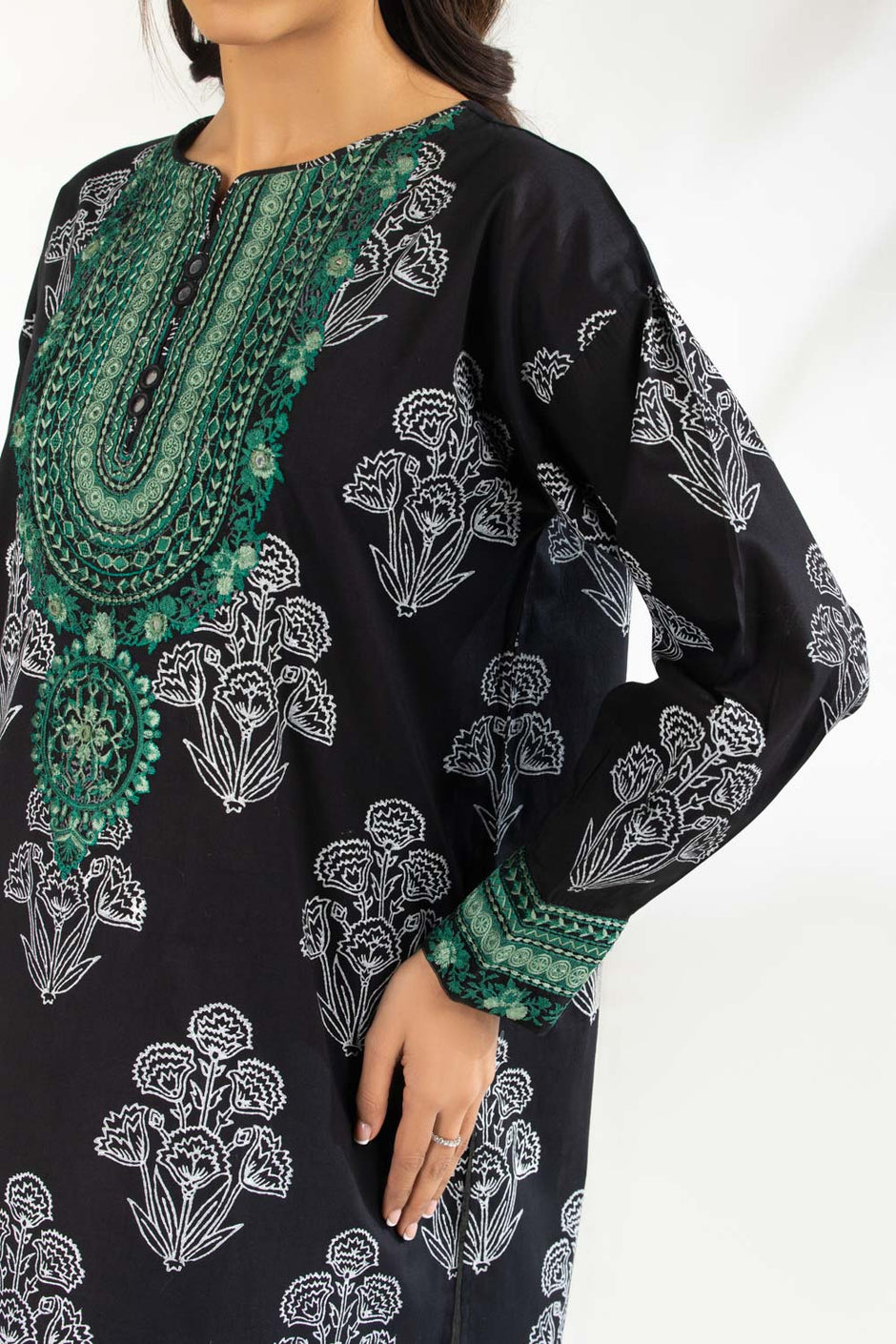 Cambric Block printed Co-Ord Set With Embroidered