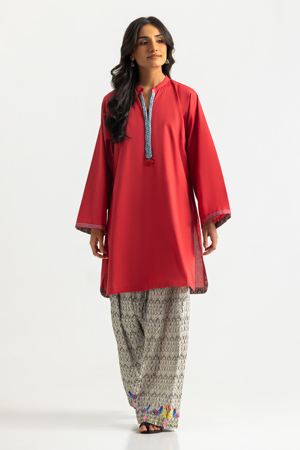 Cambric Dyed Shirt And Printed Trouser
