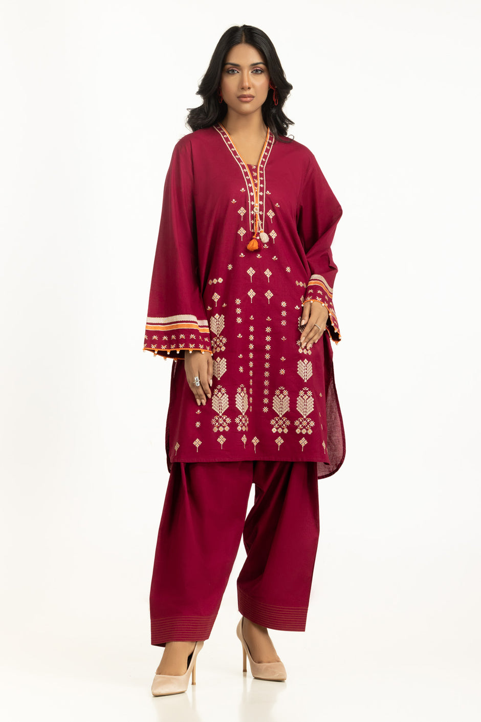 Cambric Embroidered Co-Ord Set