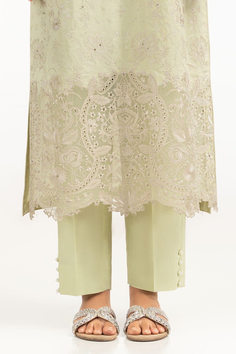Cambric Embroidered Co-Ord Set