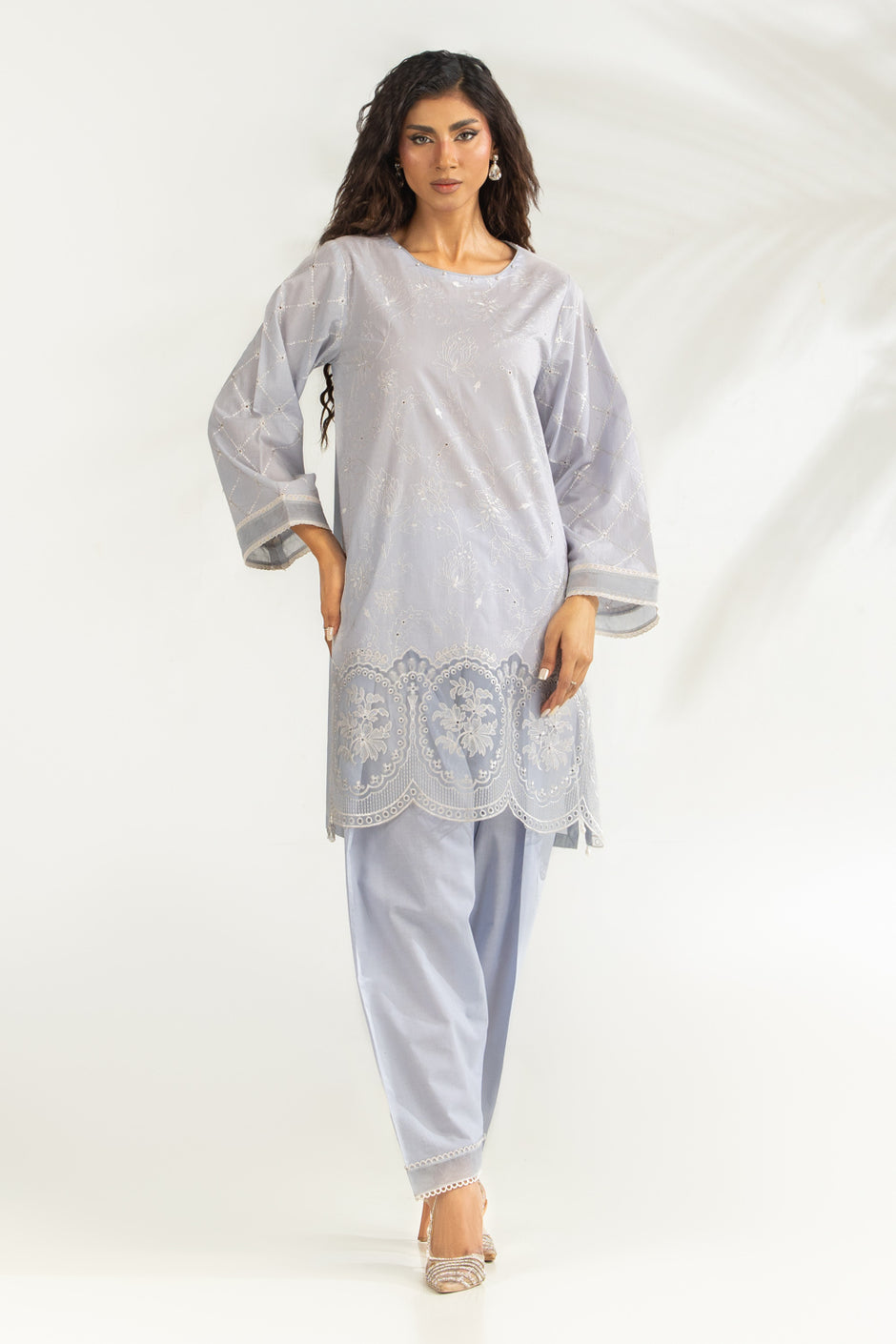 Cambric Embroidered Co-Ord Set