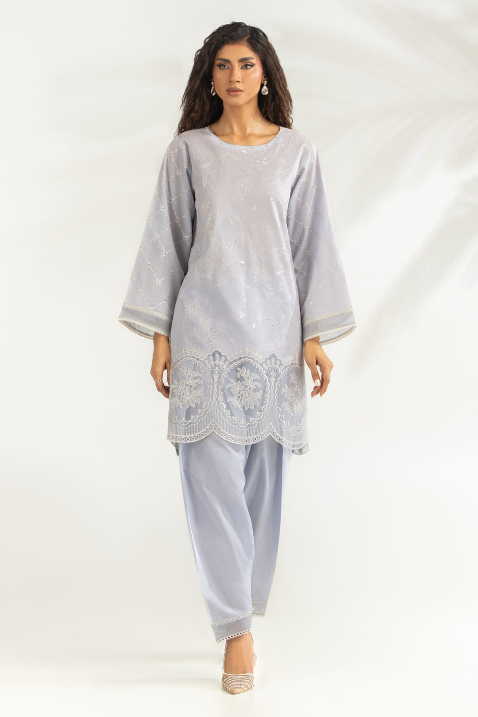 Cambric Embroidered Co-Ord Set