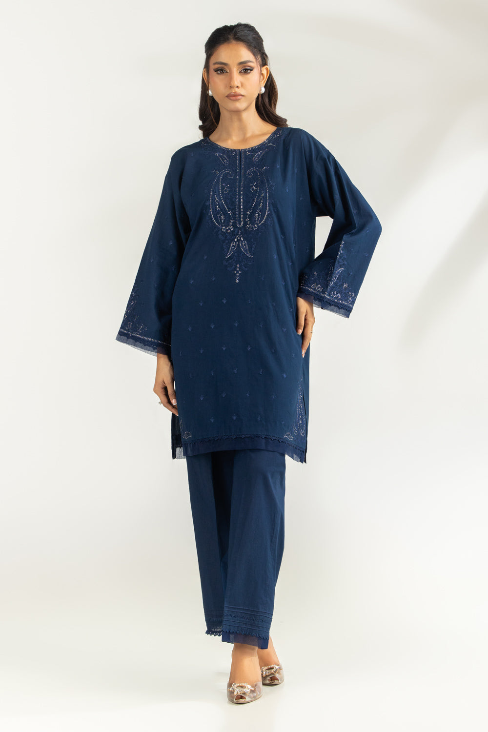Cambric Embroidered Co-Ord Set