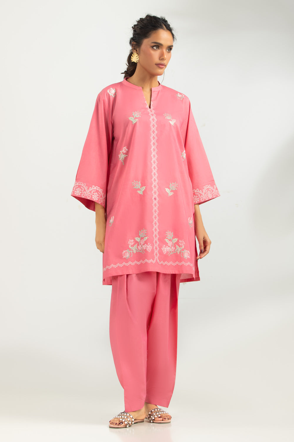 Cambric Embroidered Co-Ord Set