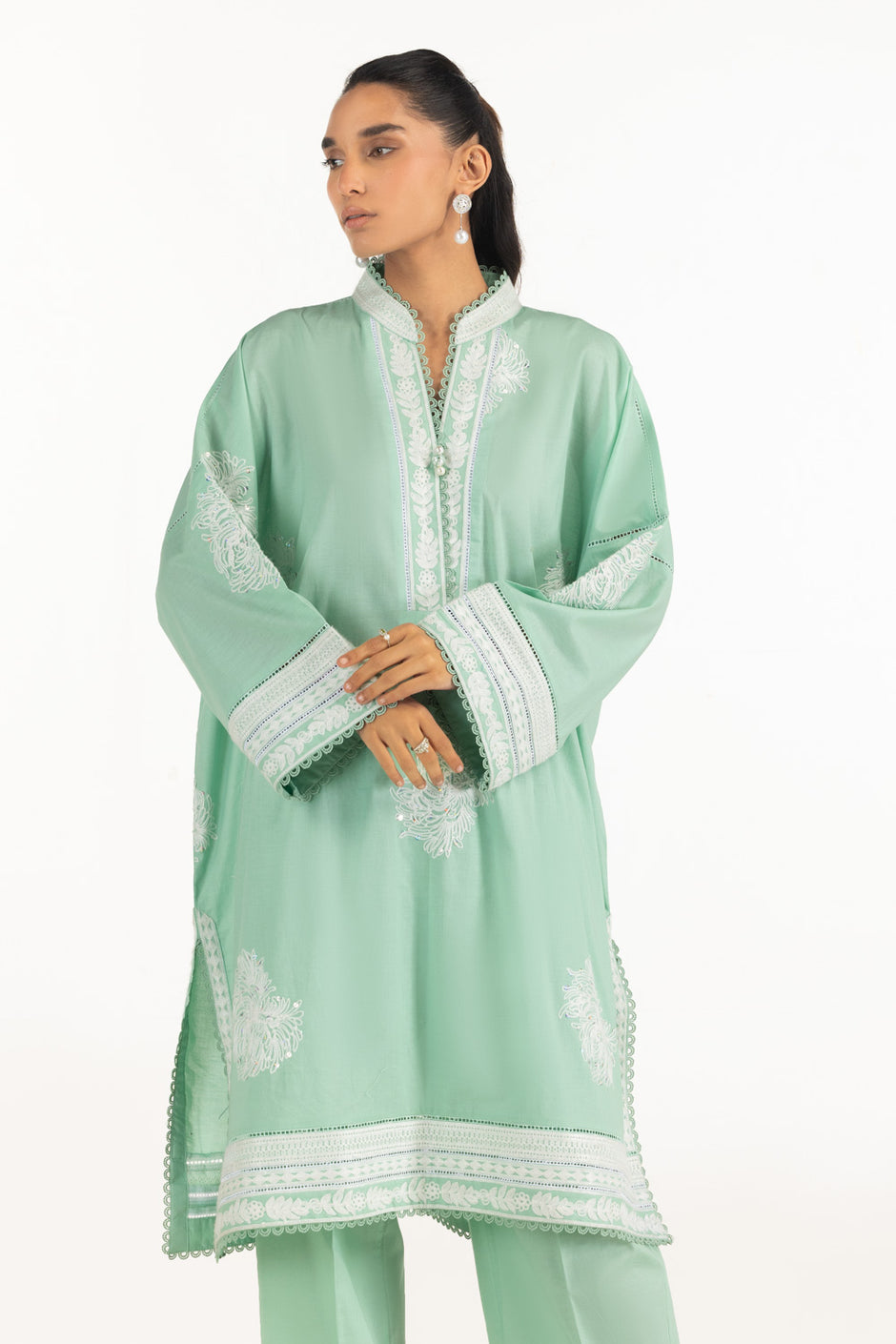 Cambric Embroidered Co-Ord Set