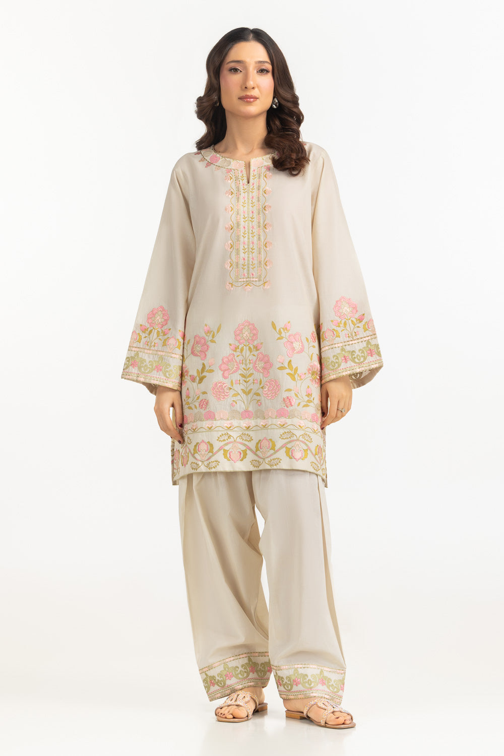 Cambric Embroidered Co-Ord Set