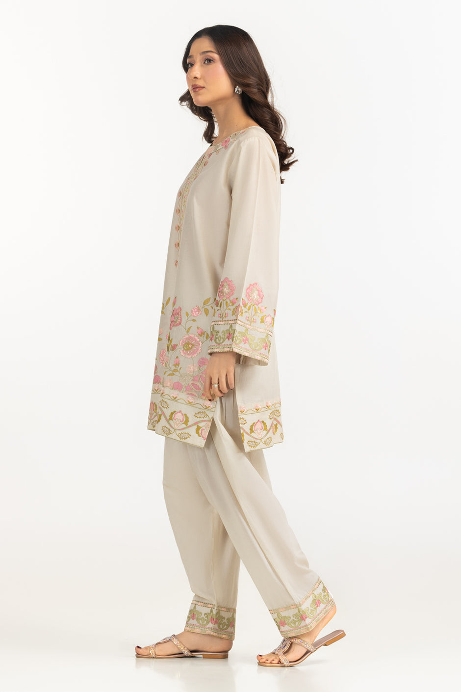 Cambric Embroidered Co-Ord Set