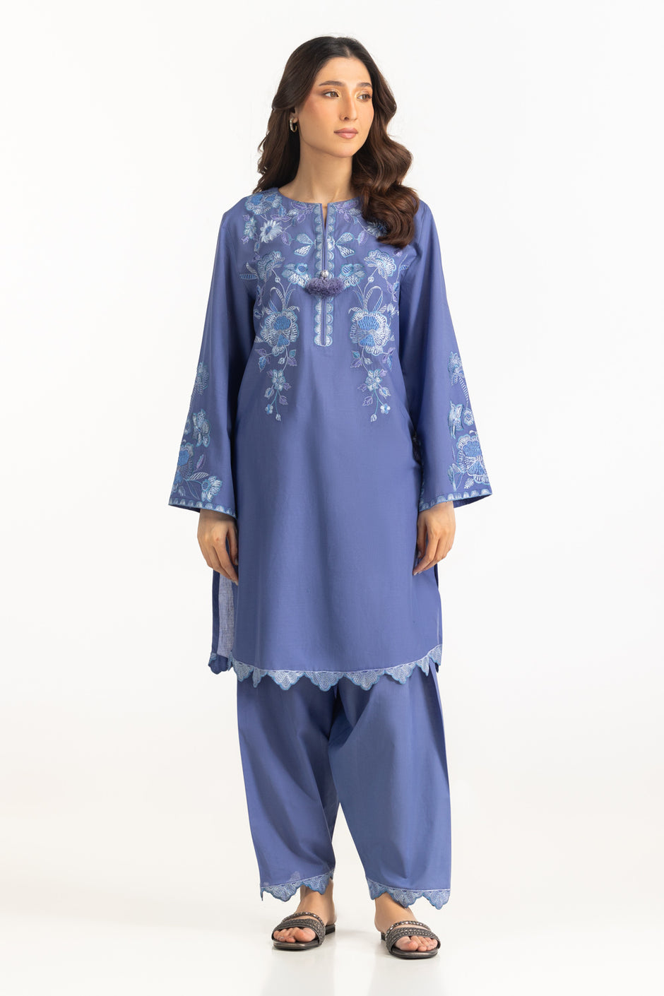 Cambric Embroidered Co-Ord Set