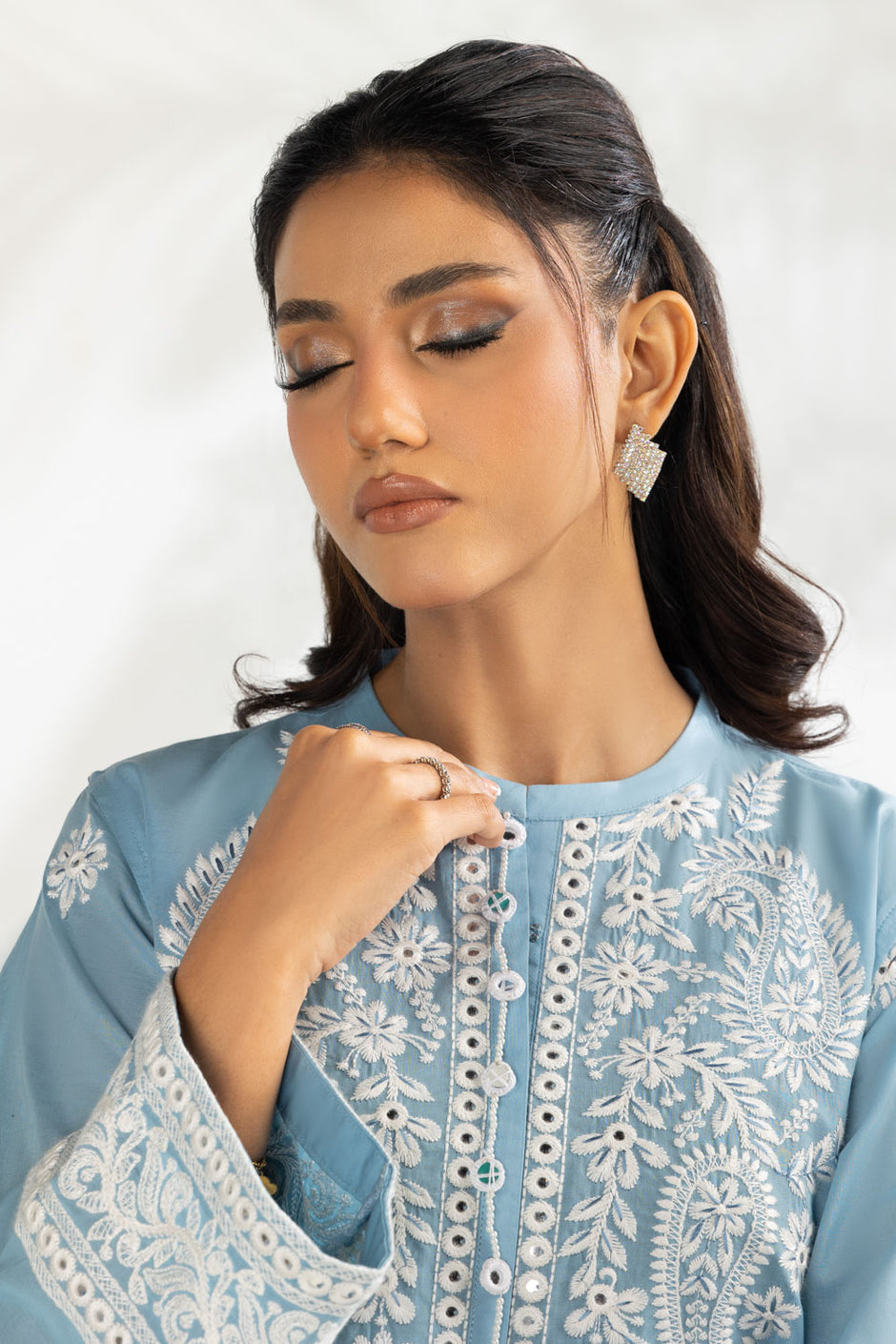 Cambric Embroidered Co-Ord Set