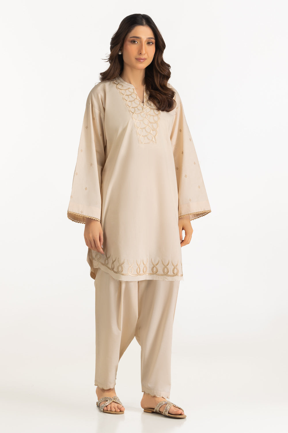 Cambric Embroidered Co-Ord Set IPST-77524