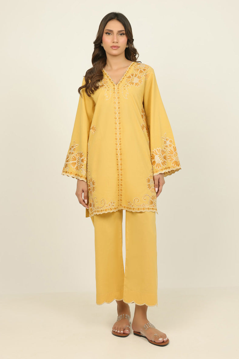 Cambric Embroidered Co-Ord Set