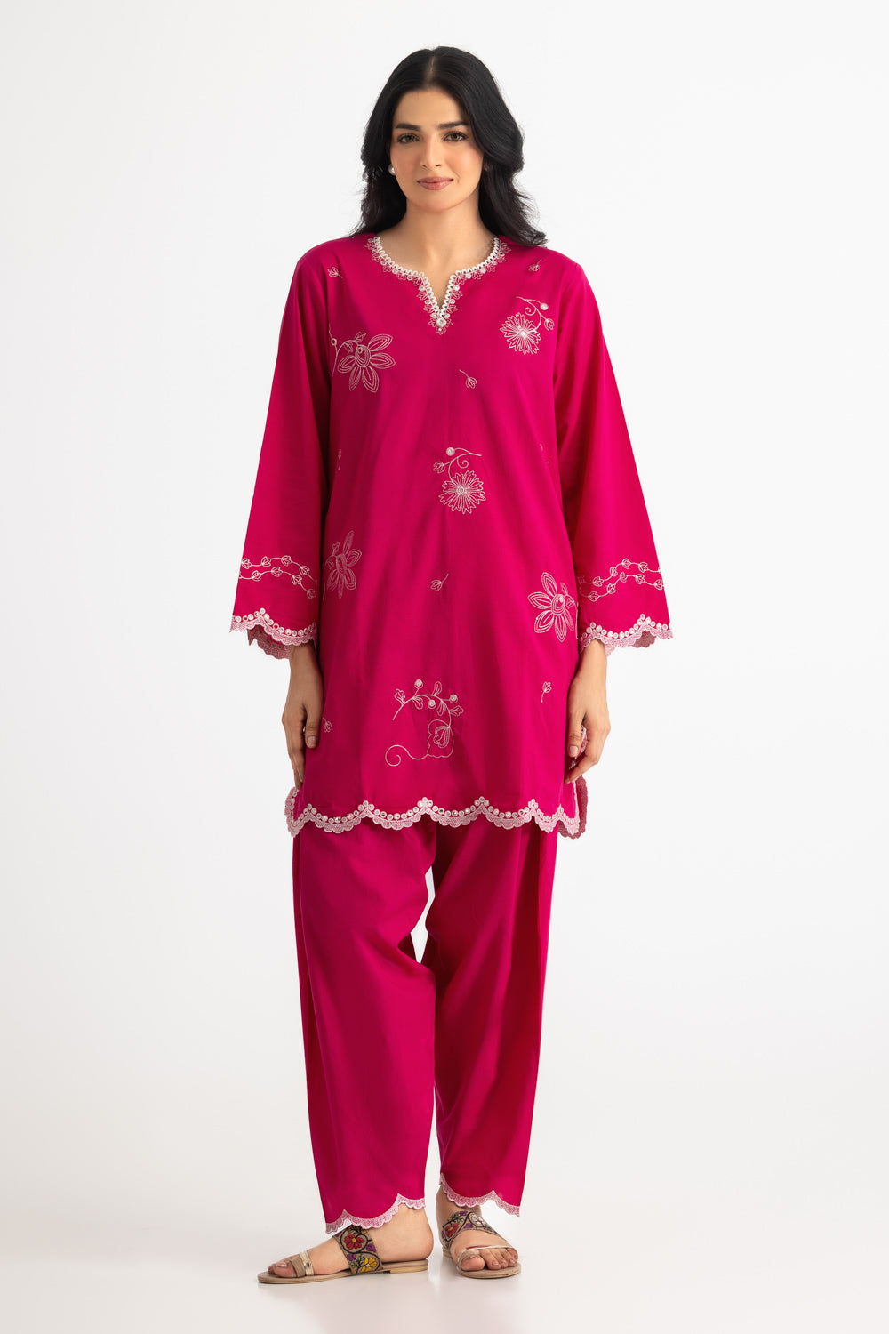 Cambric Embroidered Co-Ord Set