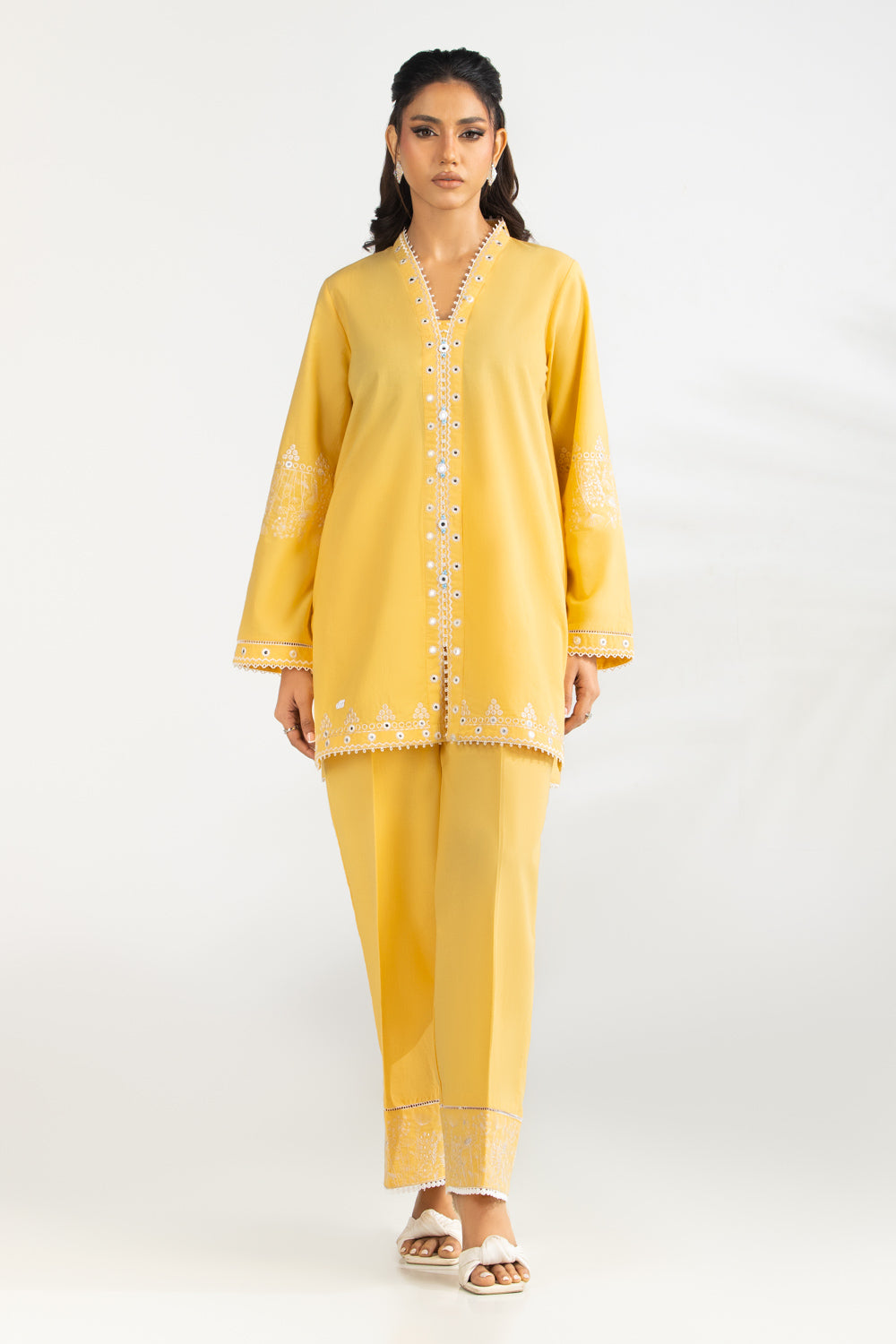 Cambric Embroidered Co-Ord Set