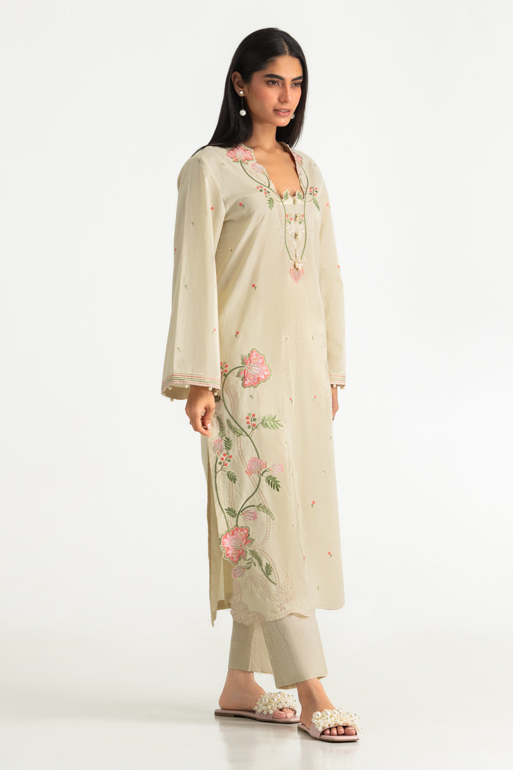 Cambric Embroidered Co-Ord Set