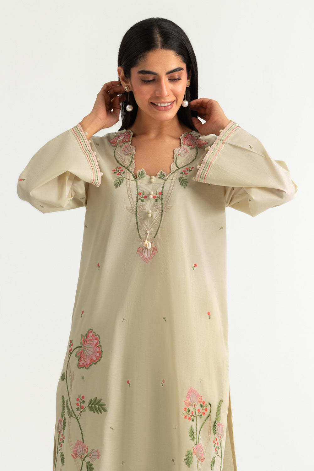Cambric Embroidered Co-Ord Set