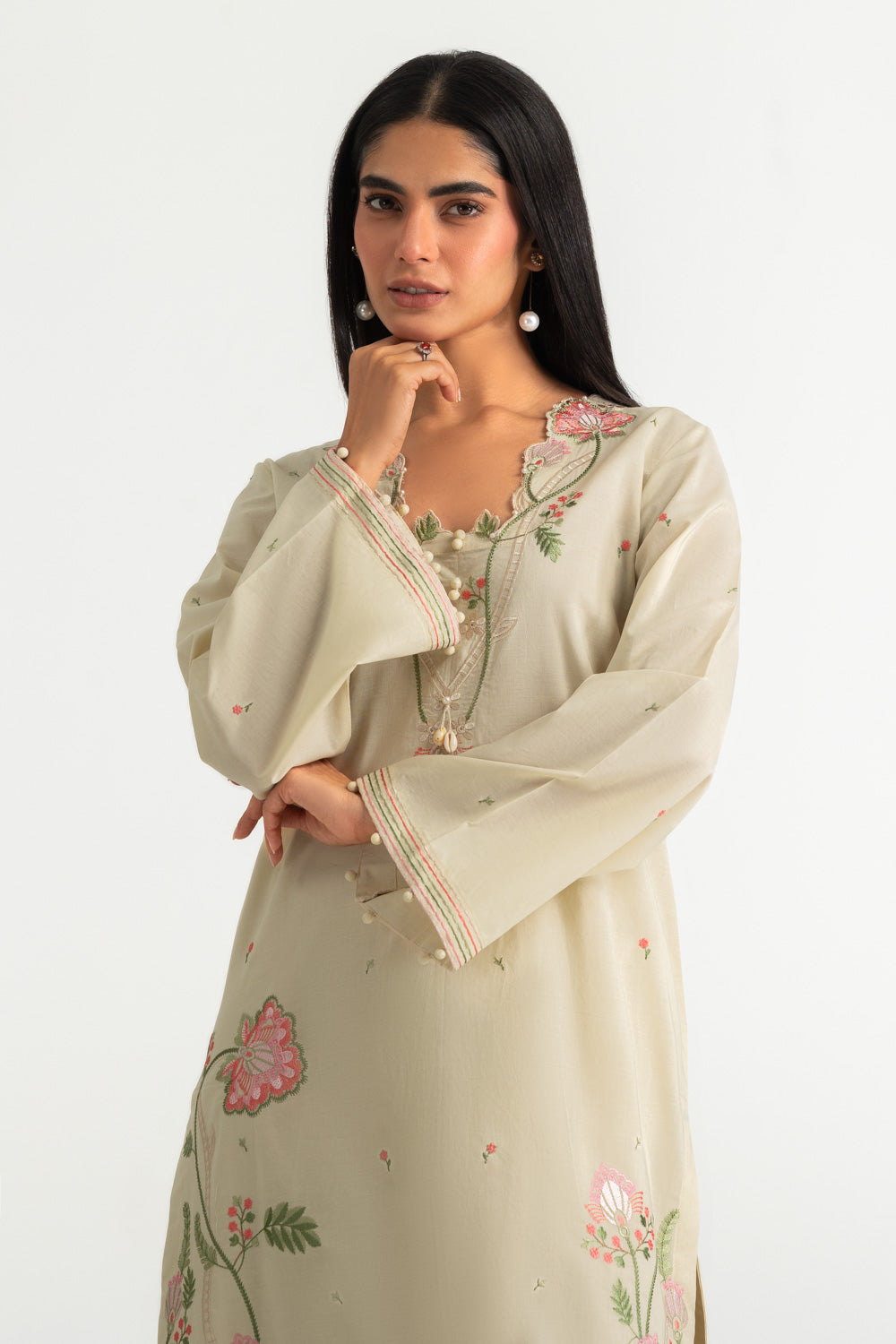 Cambric Embroidered Co-Ord Set