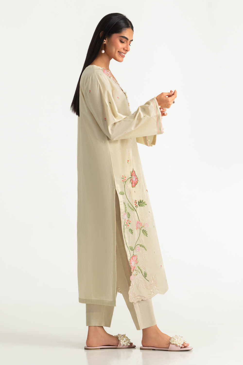 Cambric Embroidered Co-Ord Set