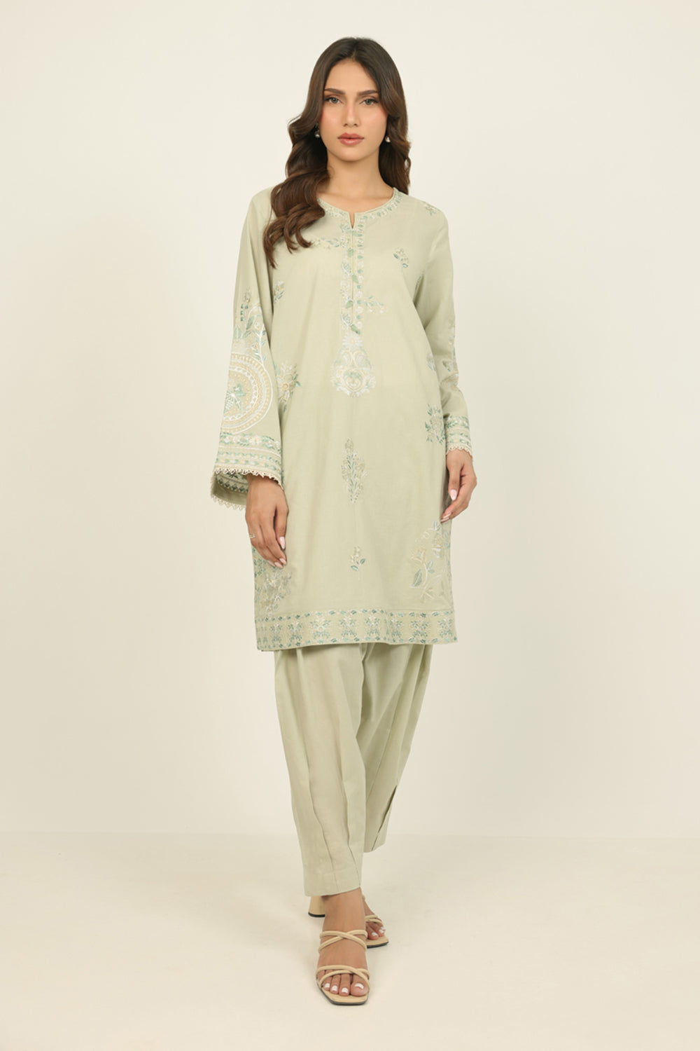 Cambric Embroidered Co-Ord Set