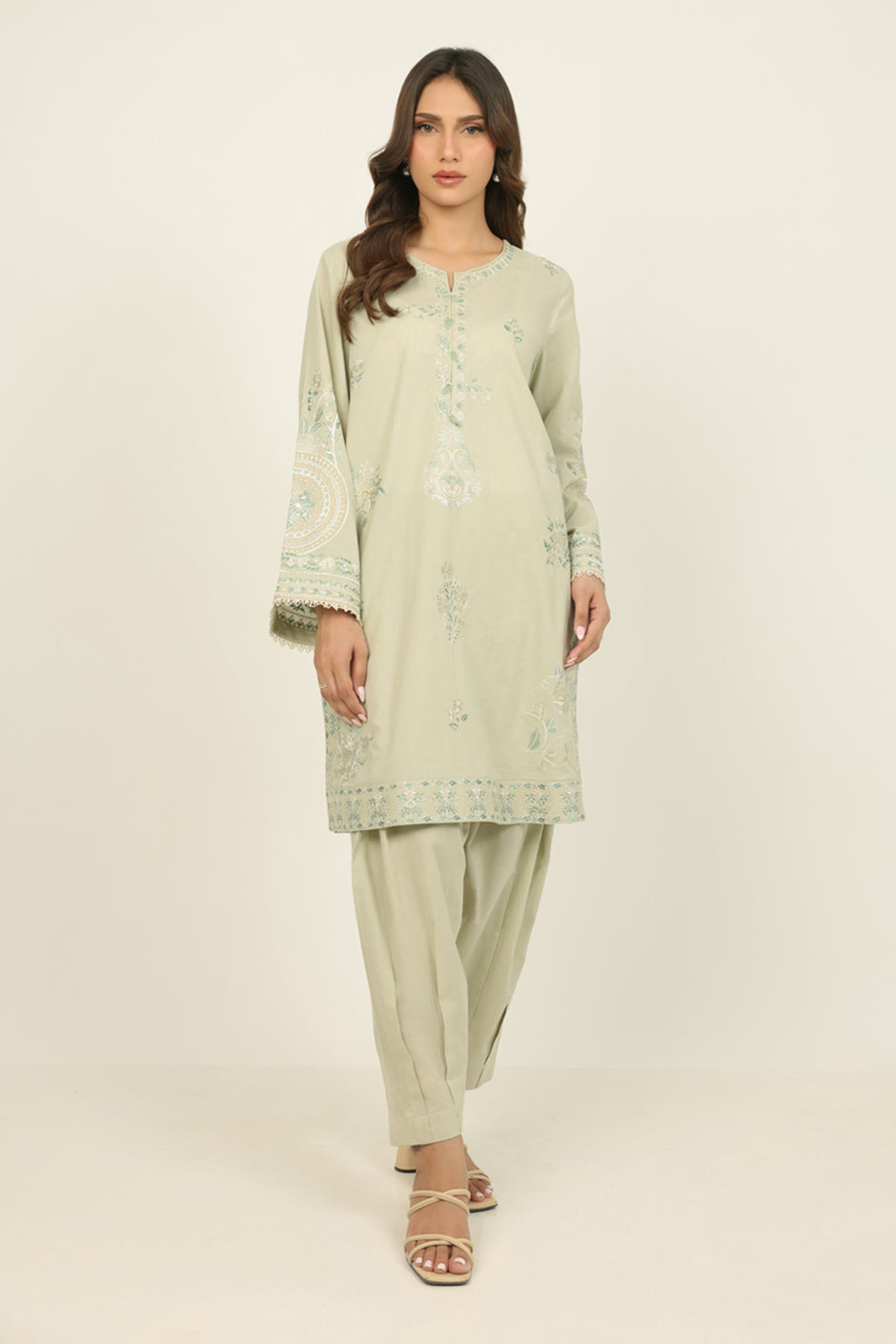 Cambric Embroidered Co-Ord Set