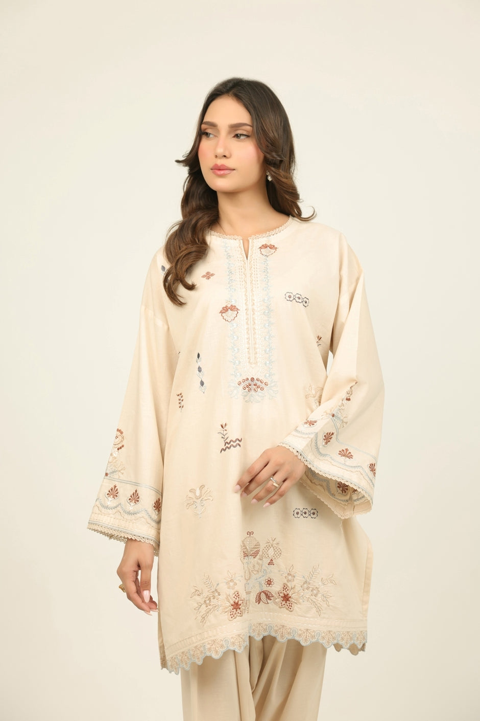 Cambric Embroidered Co-Ord Set