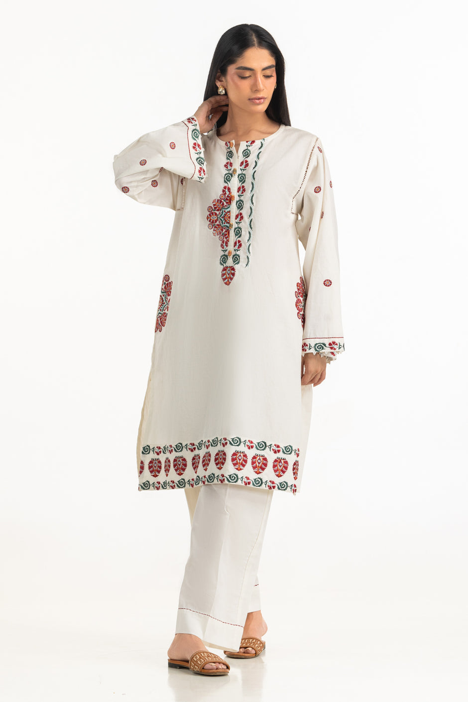 Cambric Embroidered Co-Ord Set