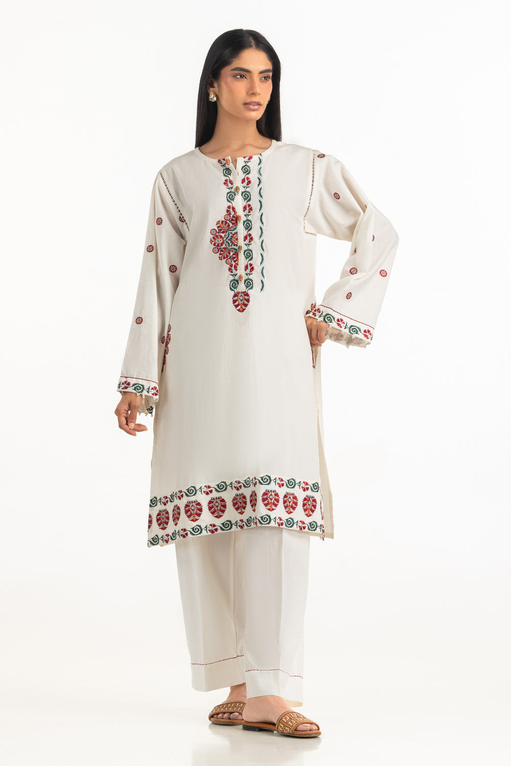 Cambric Embroidered Co-Ord Set