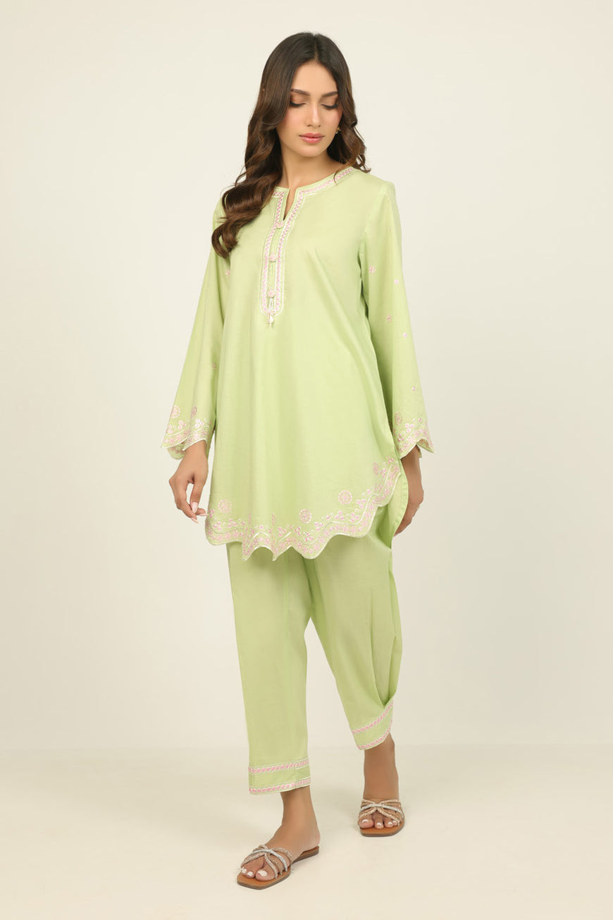 Cambric Embroidered Co-Ord Set