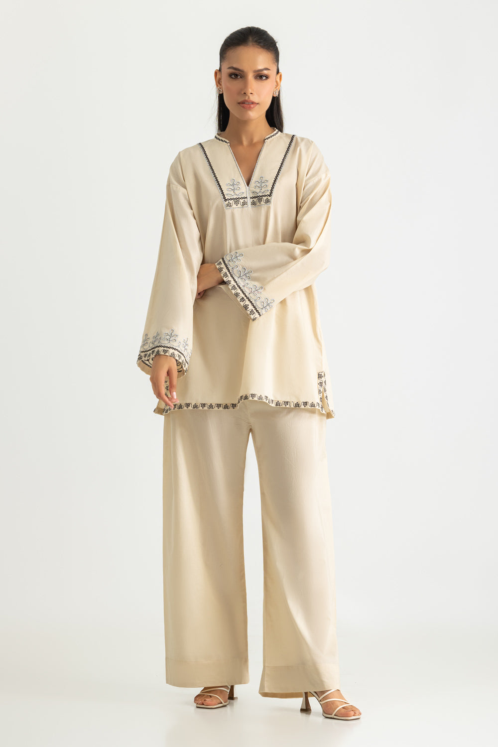Cambric Embroidered Co-Ord Set