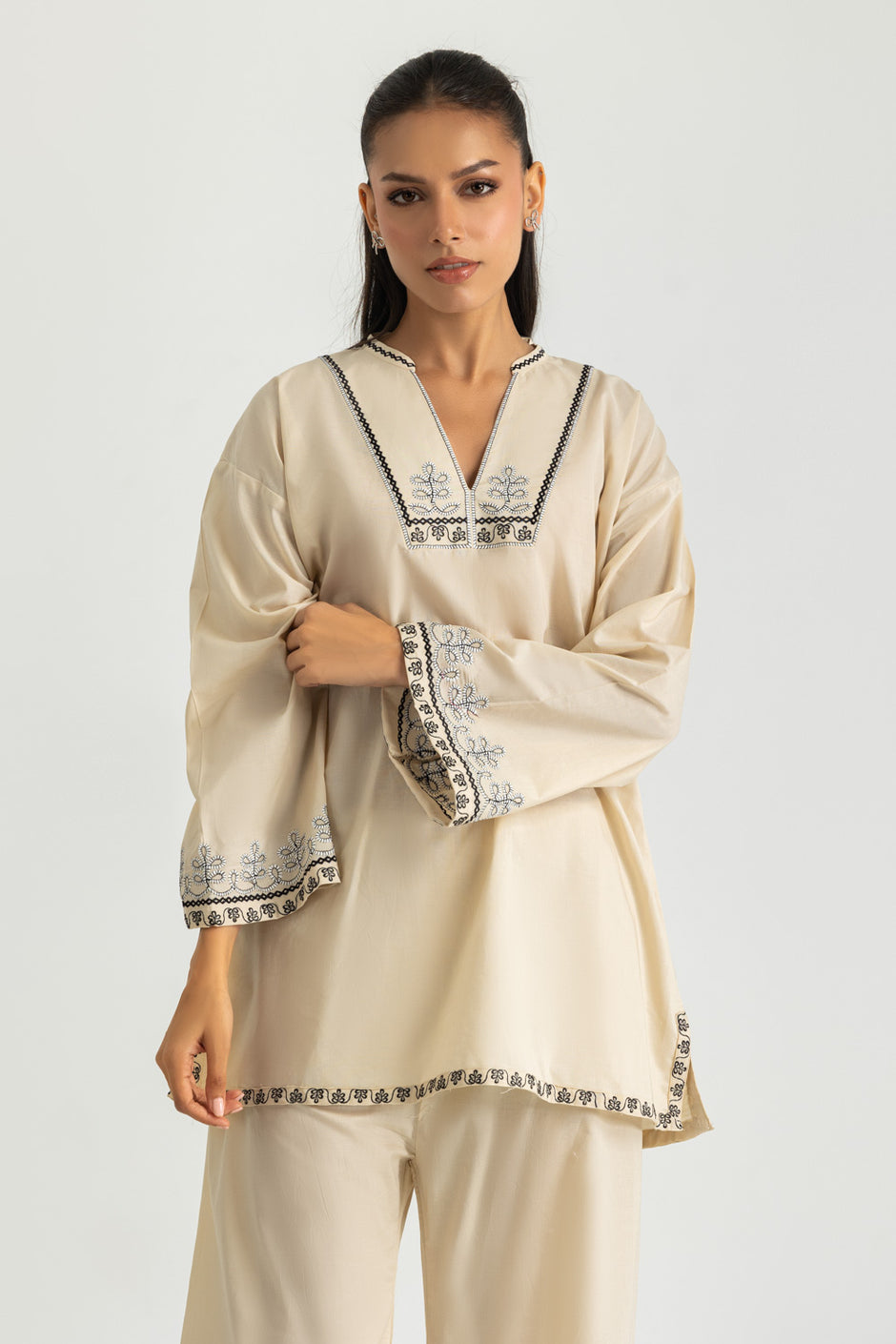 Cambric Embroidered Co-Ord Set