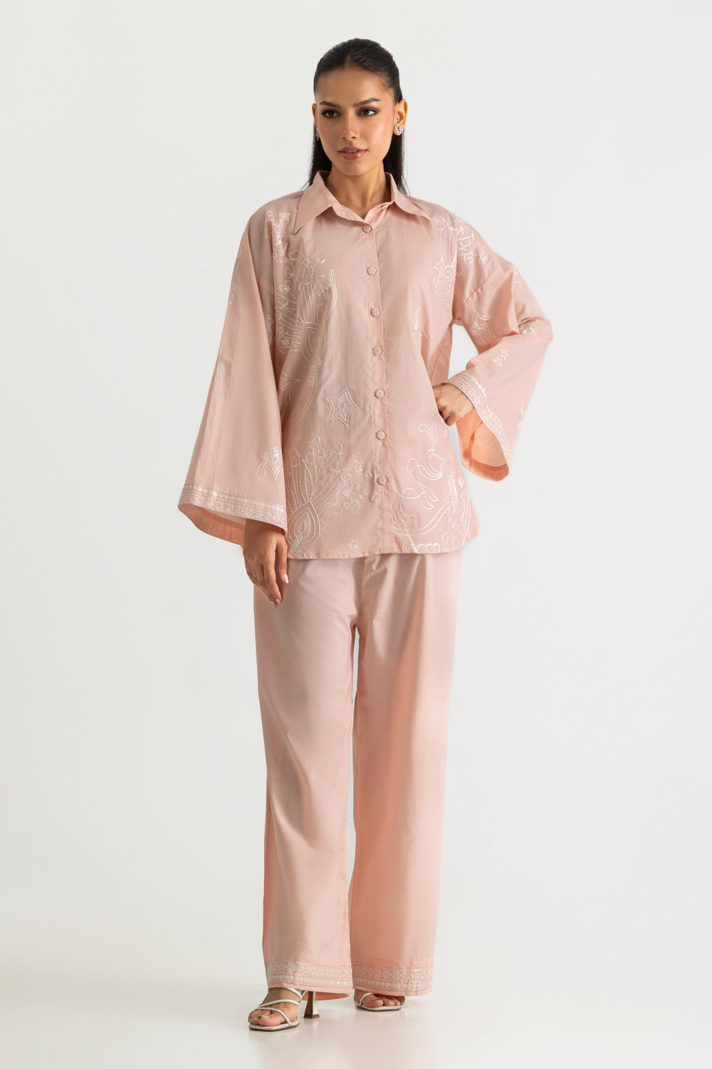 Cambric Embroidered Co-Ord Set
