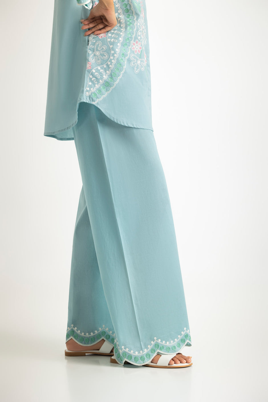 Cambric Embroidered Co-Ord Set