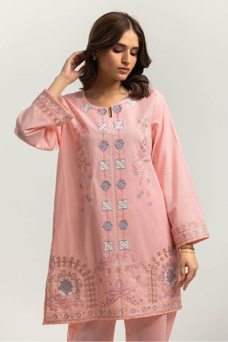 Cambric Embroidered Co-Ord Set
