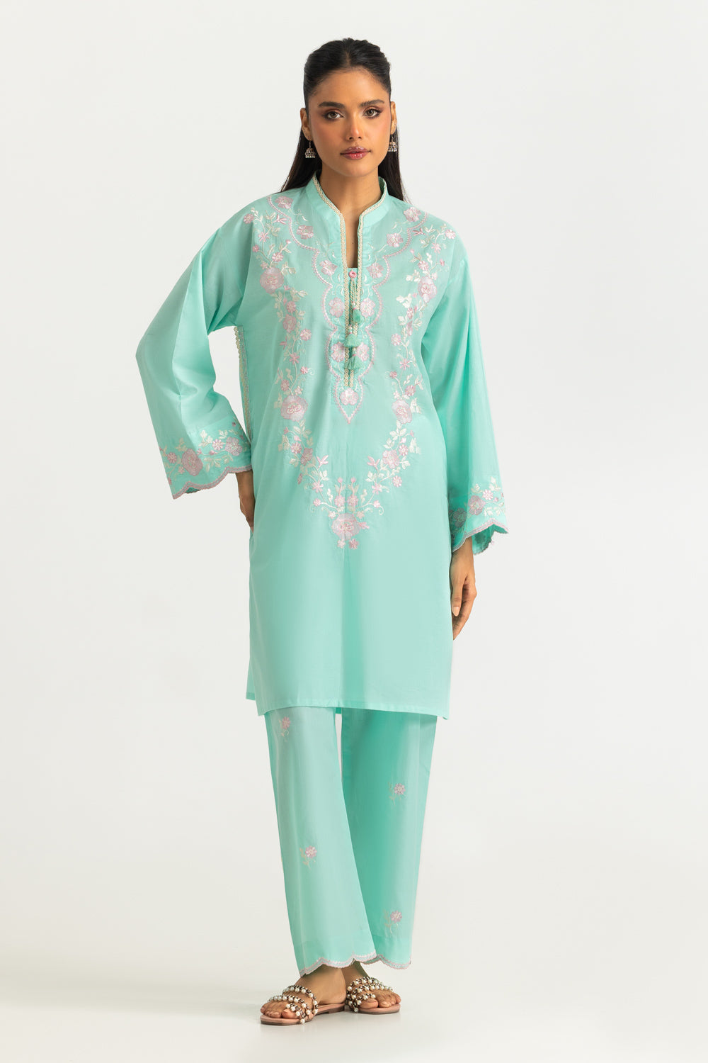 Cambric Embroidered Co-Ord Set