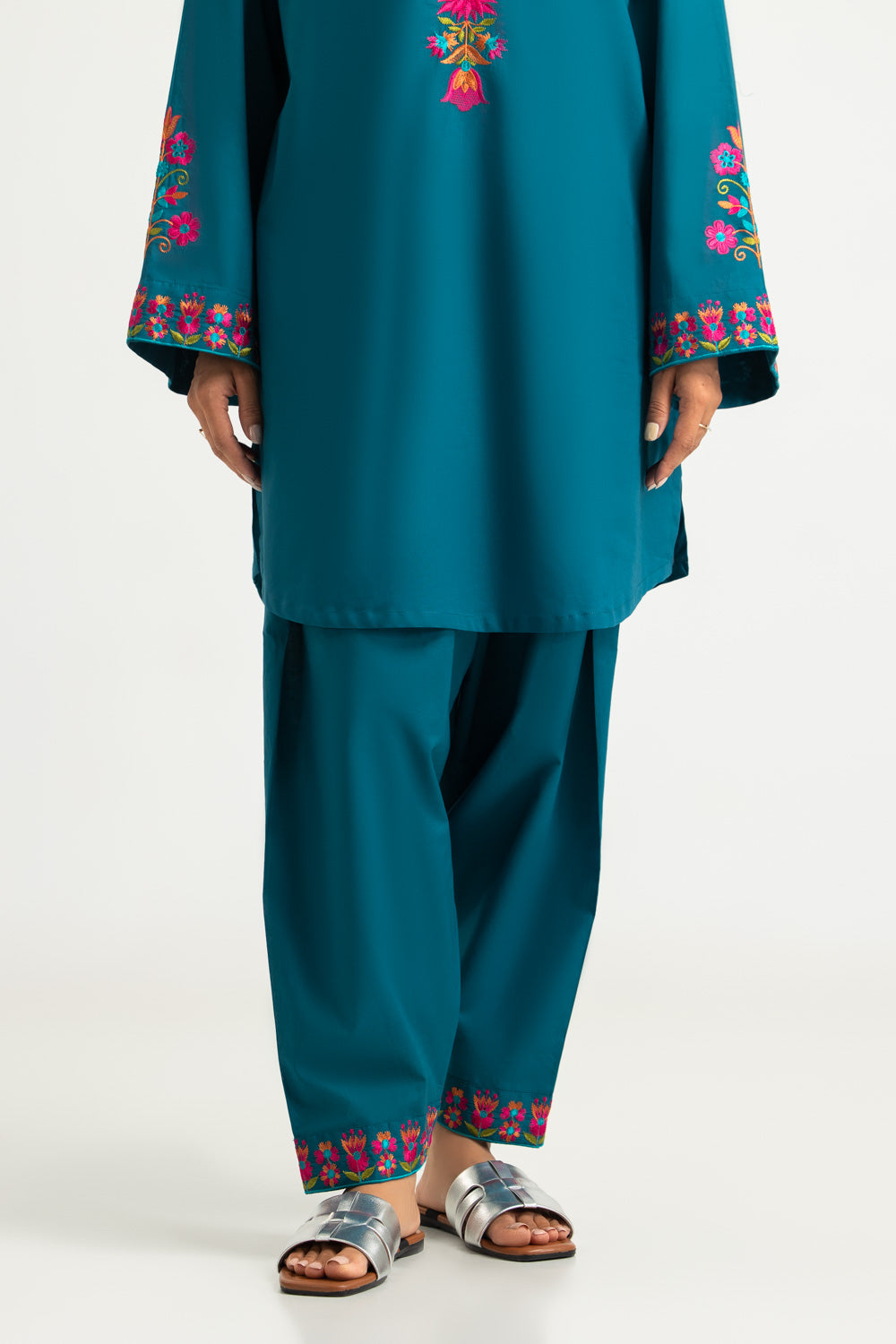 Cambric Embroidered Co-Ord Set