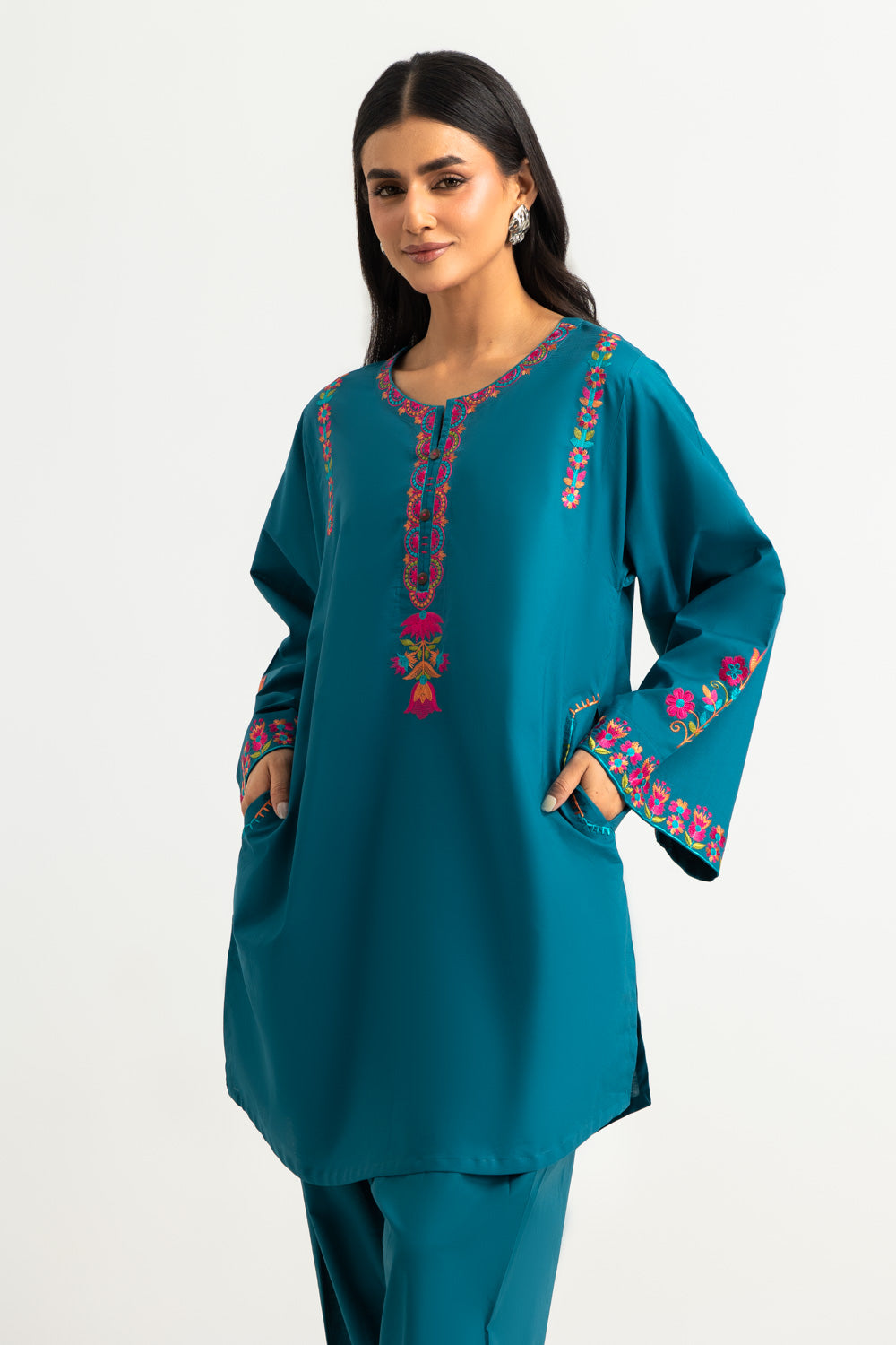 Cambric Embroidered Co-Ord Set