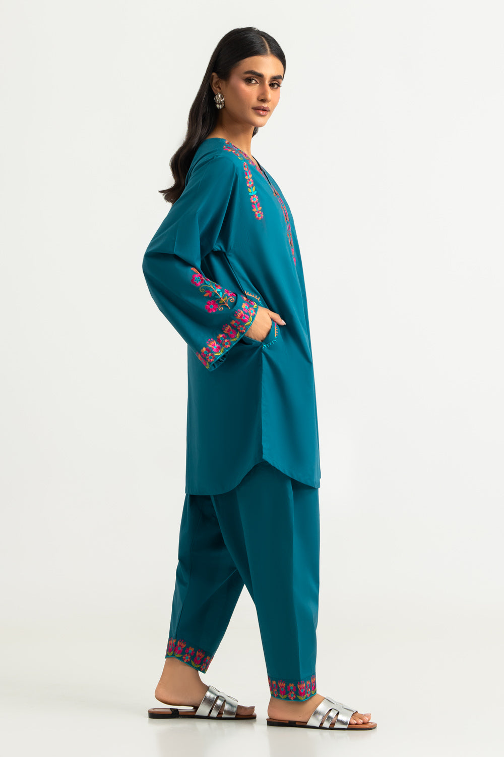 Cambric Embroidered Co-Ord Set