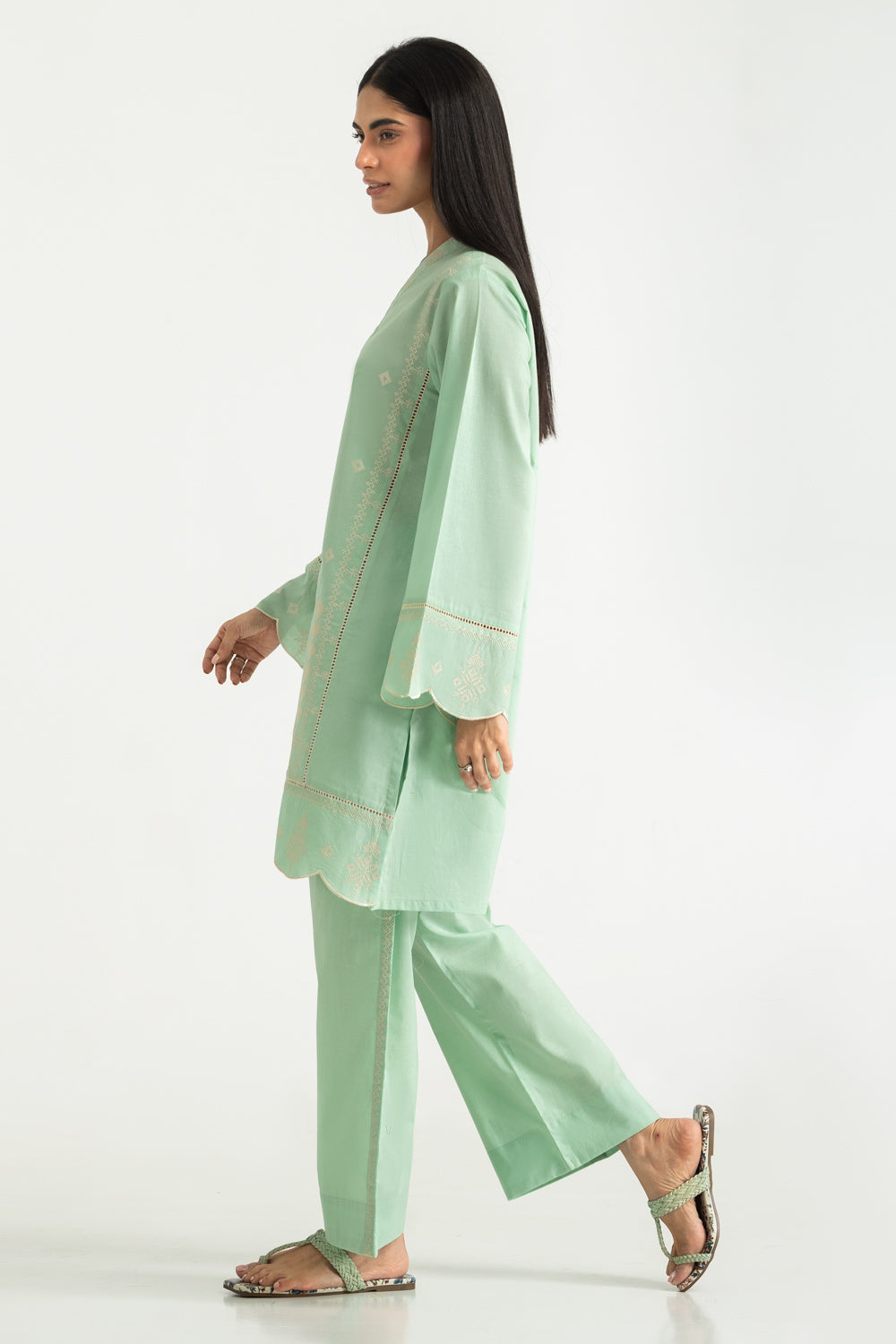 Cambric Embroidered Co-Ord Set