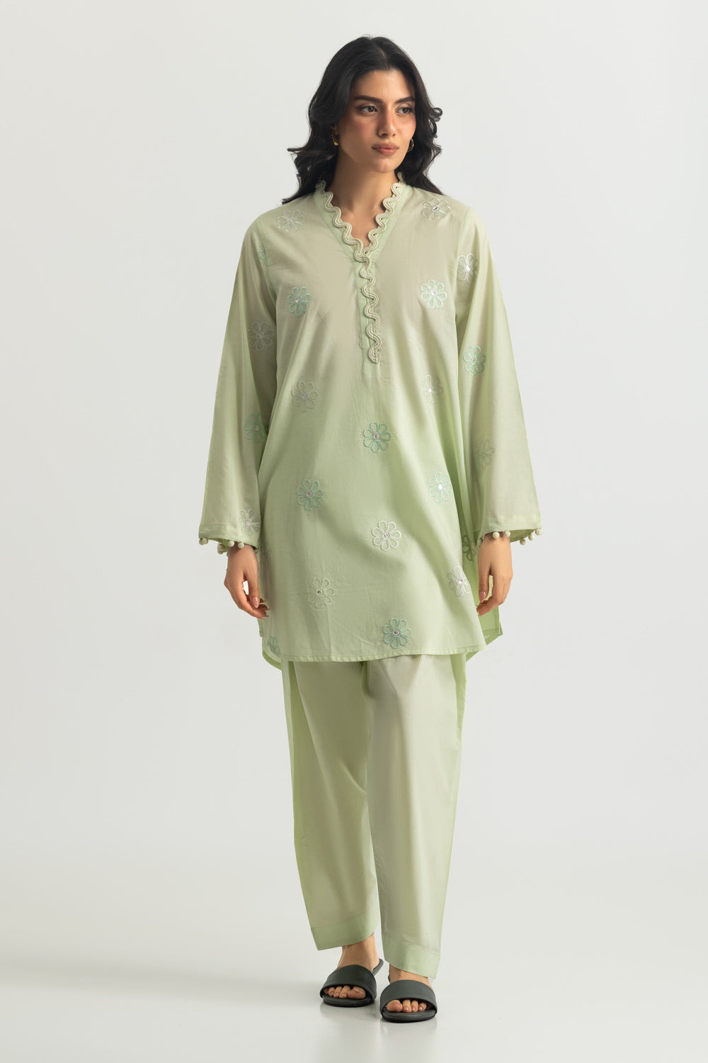 Cambric Embroidered Co-Ord Set