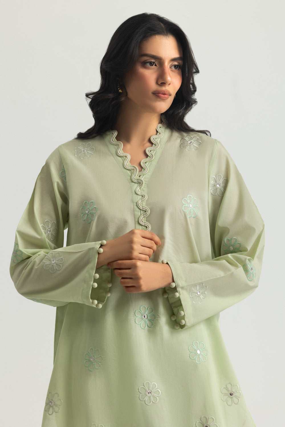 Cambric Embroidered Co-Ord Set