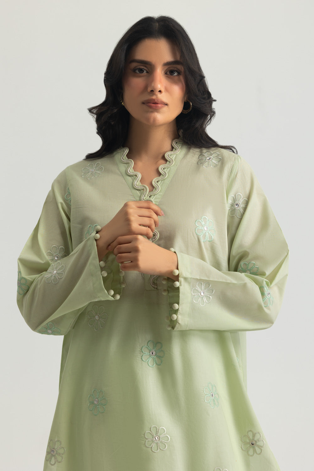 Cambric Embroidered Co-Ord Set