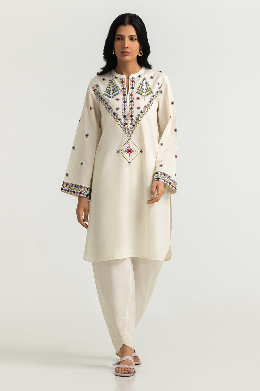 Cambric Embroidered Co-Ord Set