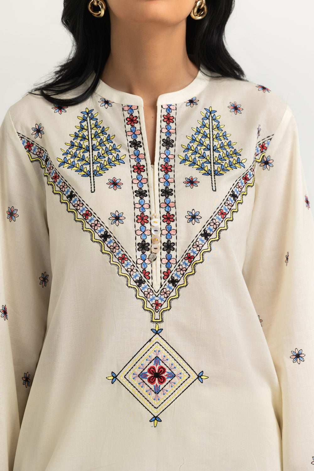 Cambric Embroidered Co-Ord Set