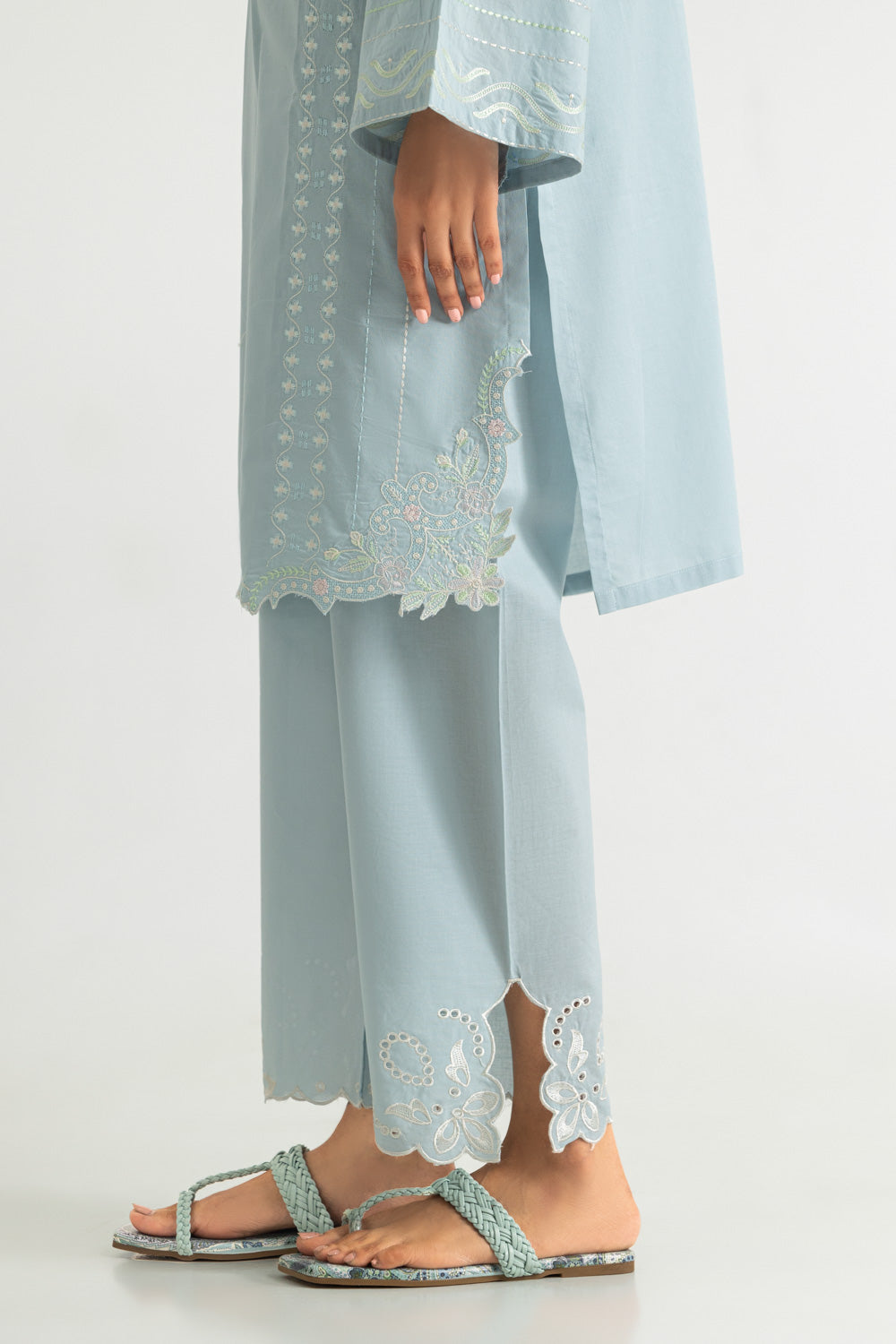 Cambric Embroidered Co-Ord Set