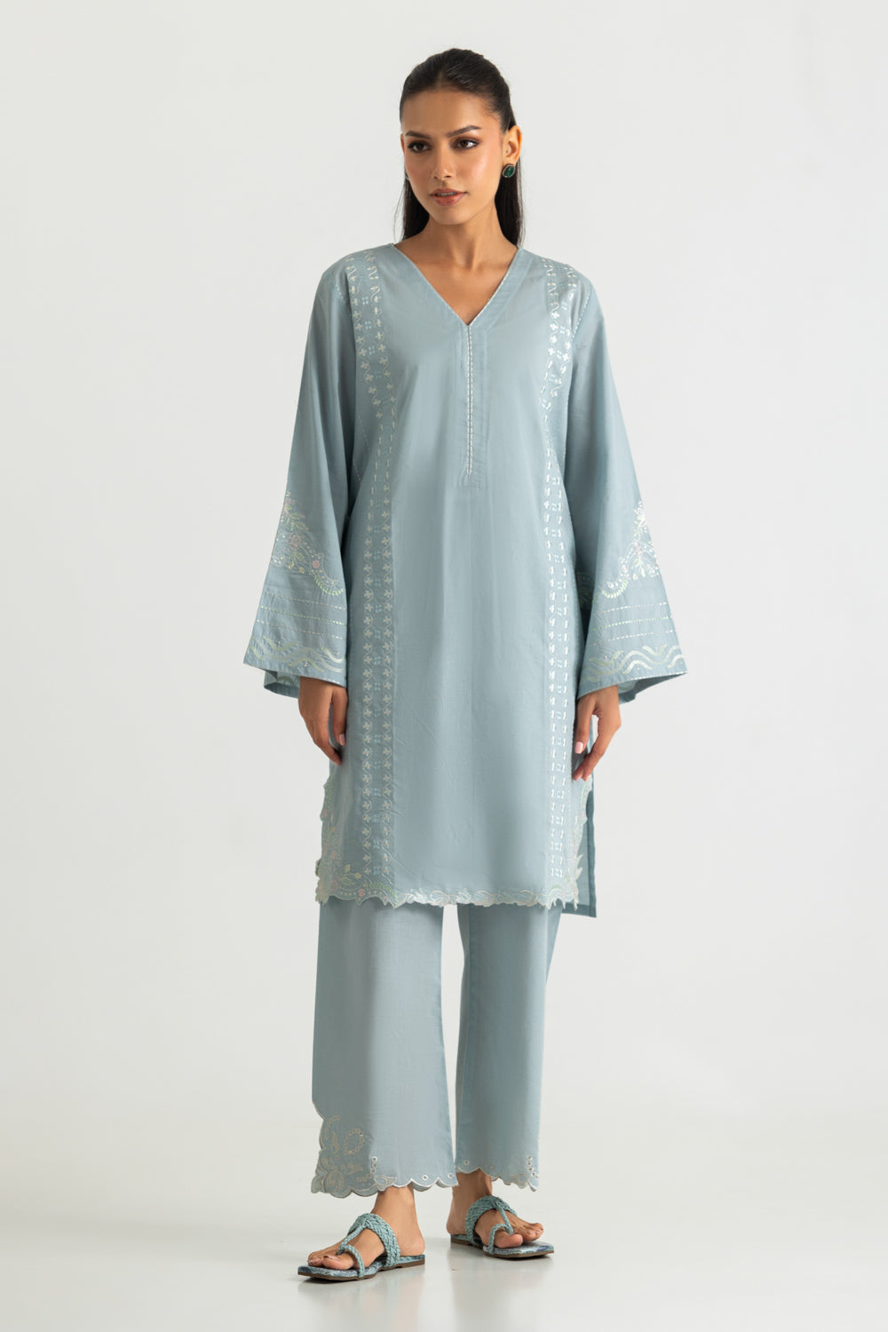 Cambric Embroidered Co-Ord Set