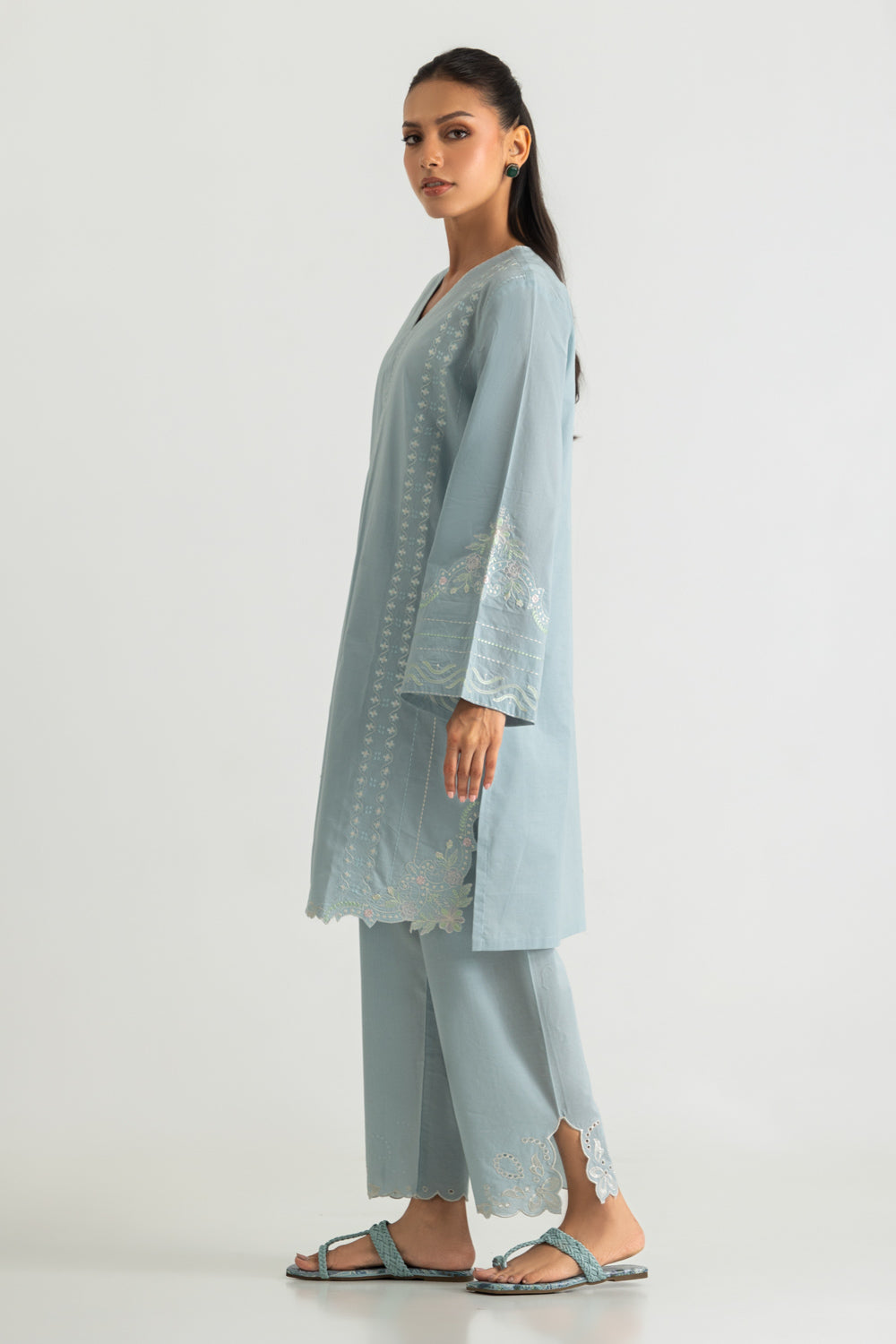 Cambric Embroidered Co-Ord Set