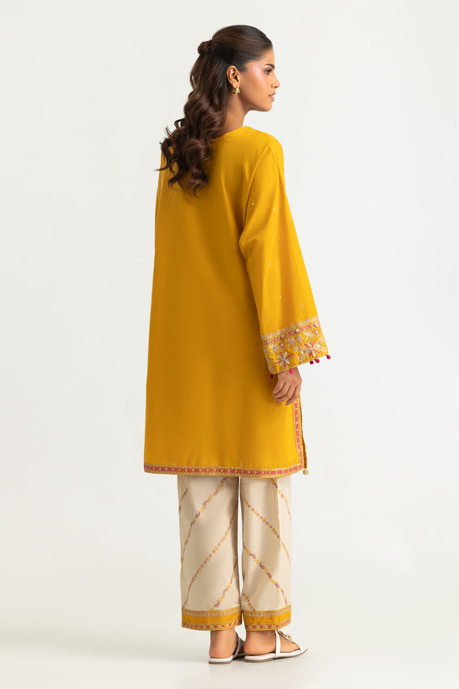 Cambric Embroidered Shirt And Block Printed Trouser