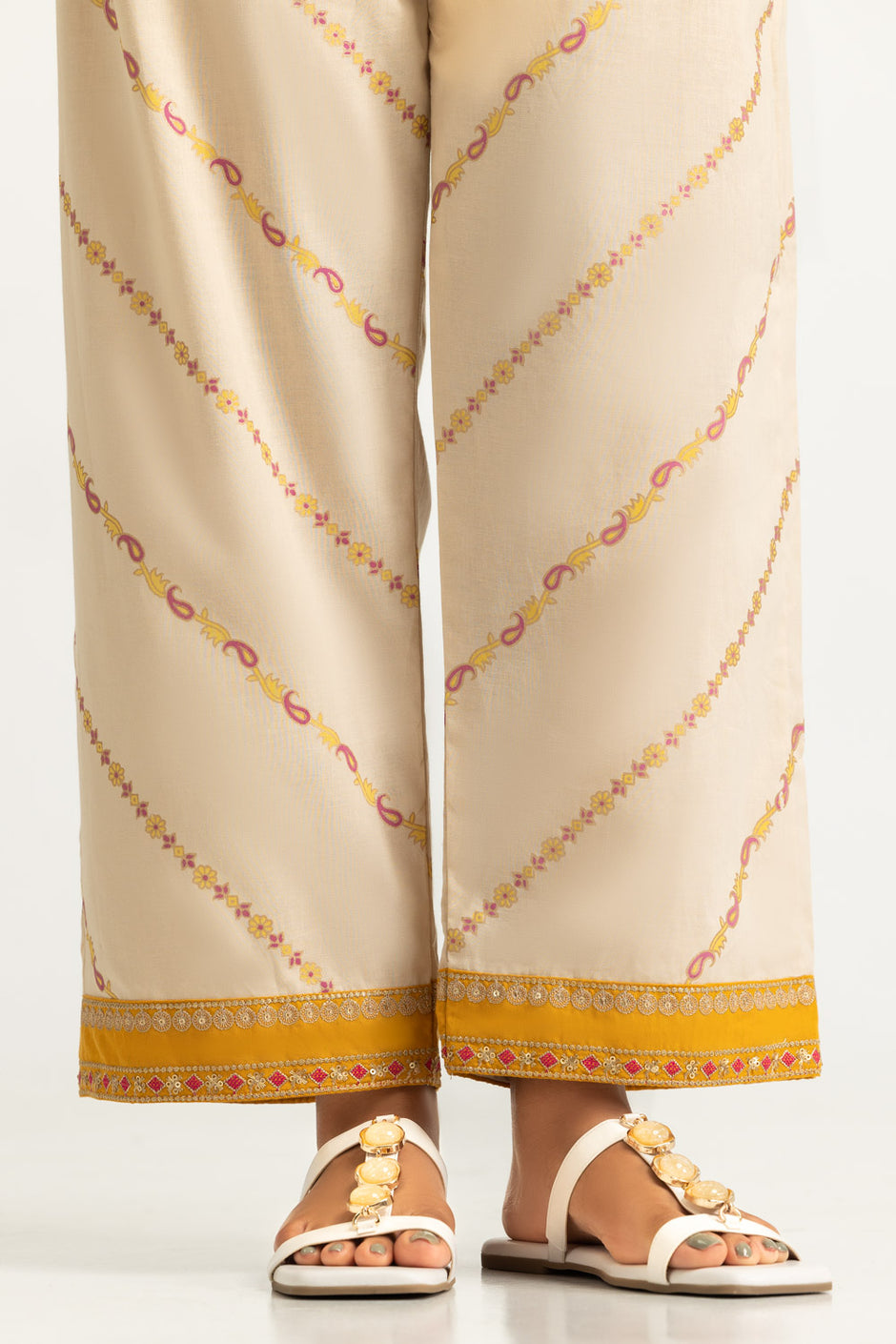 Cambric Embroidered Shirt And Block Printed Trouser